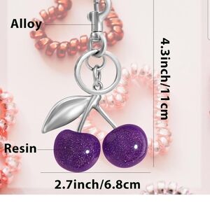 Purple And Silver Cherry Keychain/Bag Charm